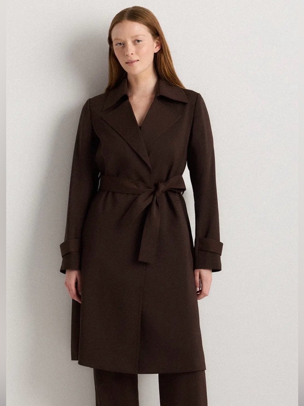 Quince Stretch Crepe Trench Coat XS Coffee Bean Brown Quiet Luxury NWOT - Picture 1 of 7